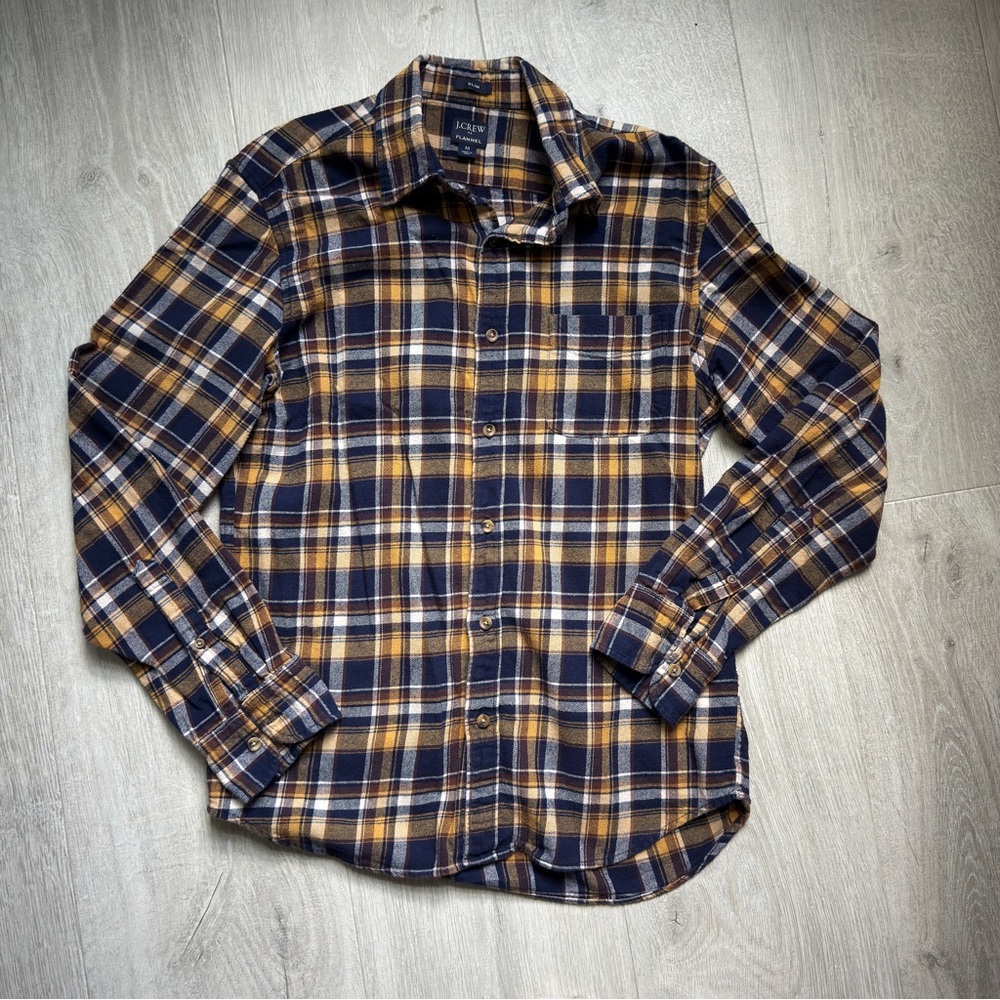 J. Crew Blue and Yellow Casual Button Down Shirt